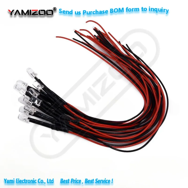 5 Stück 5V Kabelgebundene Leuchtdiode 5MM Hochleistungs-LED-Lampe F5 Modell Dekoration Spielzeugauto Anzeige Kabellänge 20CM – Detail 1