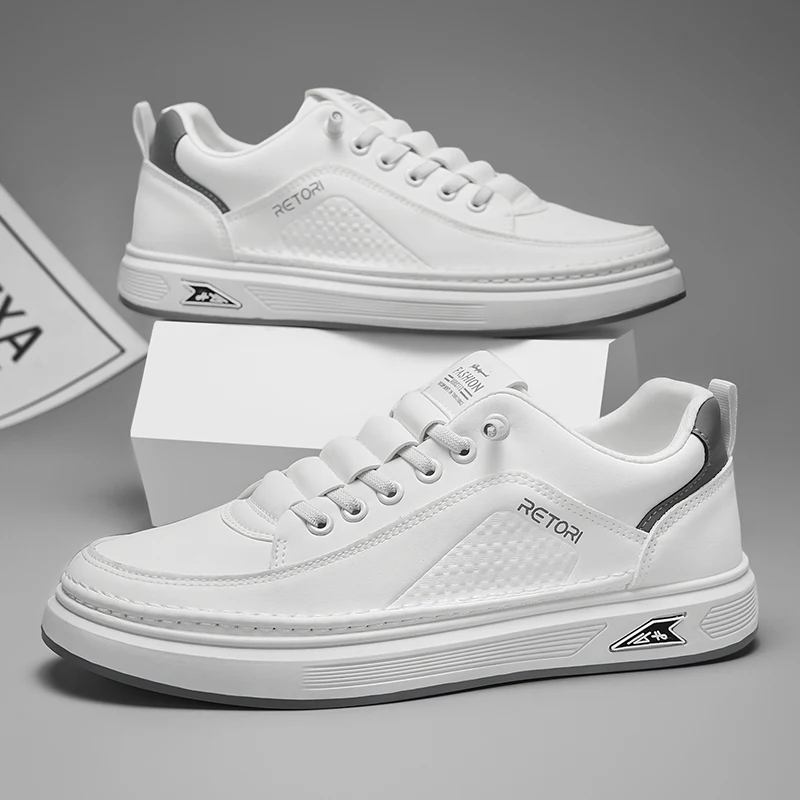 

Men's Vulcanized Shoes 2025 Spring Comfortable Solid Color Sneakers Mens Outdoor Fashion One-step Breathable Casual Shoes Tenis