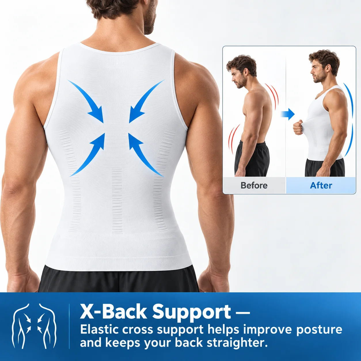 Men Chest Compression Vest Tummy Control Shapewear Strong Abdomen Compression Body Shaper Slimming Tank Top Undershirt