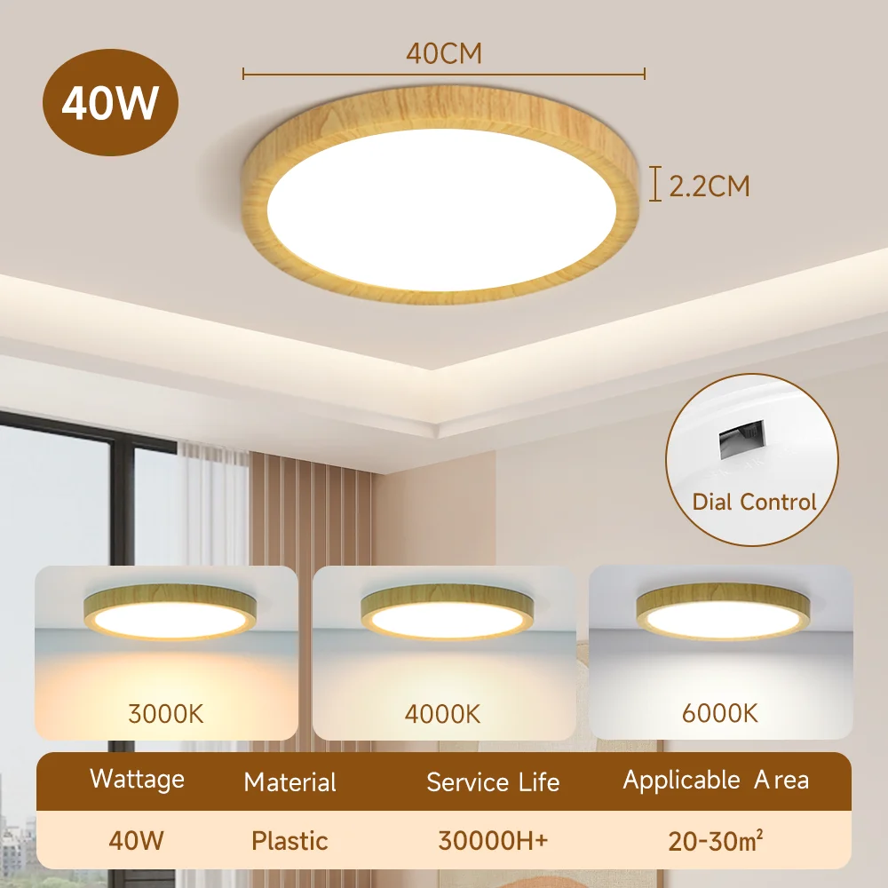 Wood Grain Ceiling Lamp Led Indoor Bathroom Lamps 220V Panel Led Kitchen Lighting for Living Room Waterproof IP44 Ceiling Lights image 3