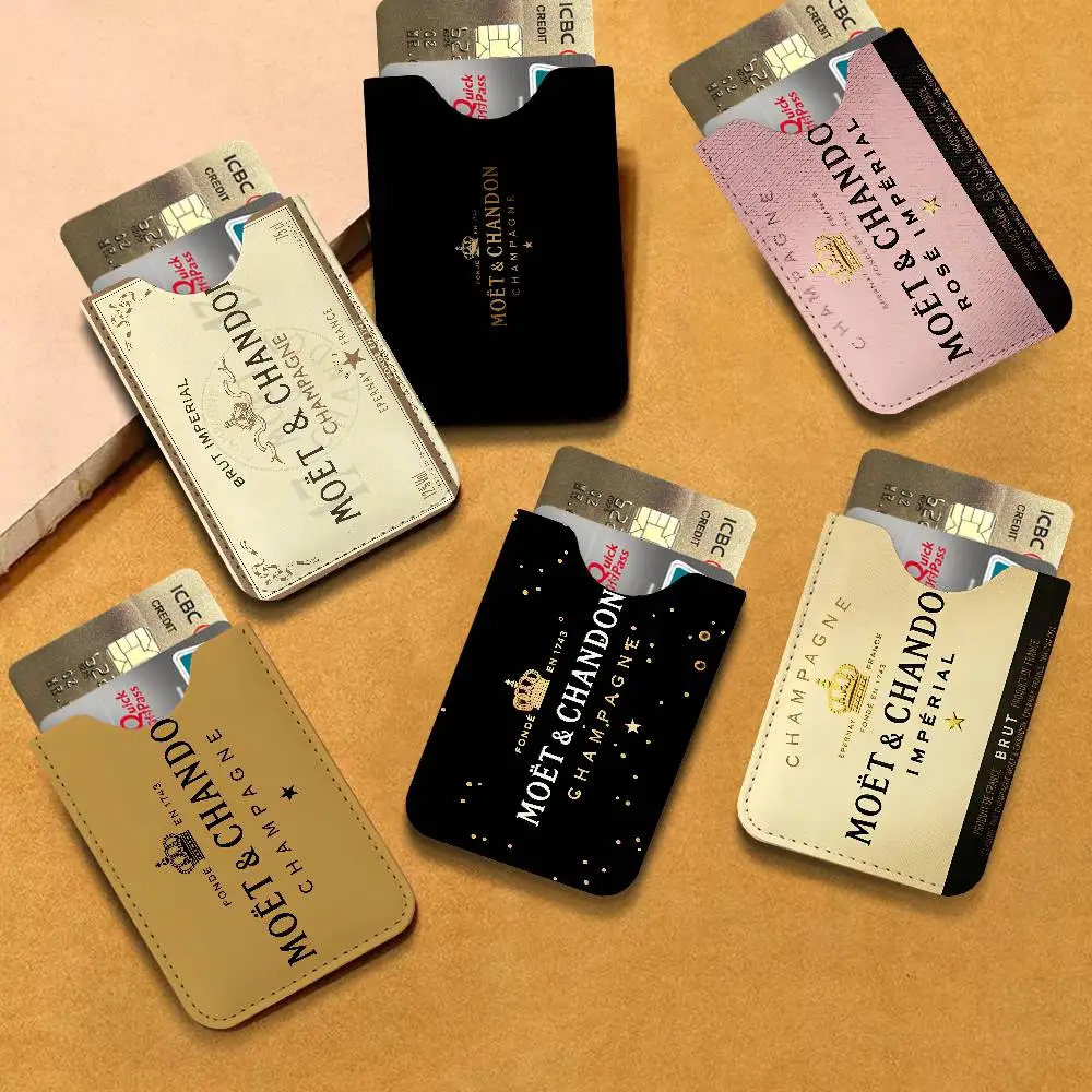 Marca M-Moet C-Chandon Mini bolso ligero y delgado, pequeño y portátil, funda protectora de cuero para tarjetas de autobús, para hombres y mujeres