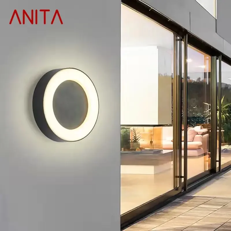 ANITA Outdoor Modern Wall Lamp Simple LED Vintage Sconces Waterproof Round for Balcony Corridor Courtyard Lighting Decor