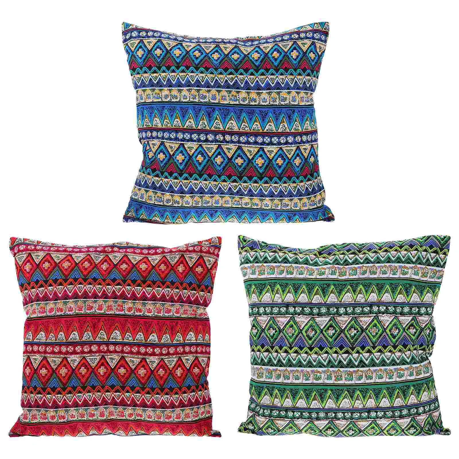 3 Pcs Bohemia Sofa Pillow Cover Theow Pillows Car Flax Decor Decorative Pillowcase