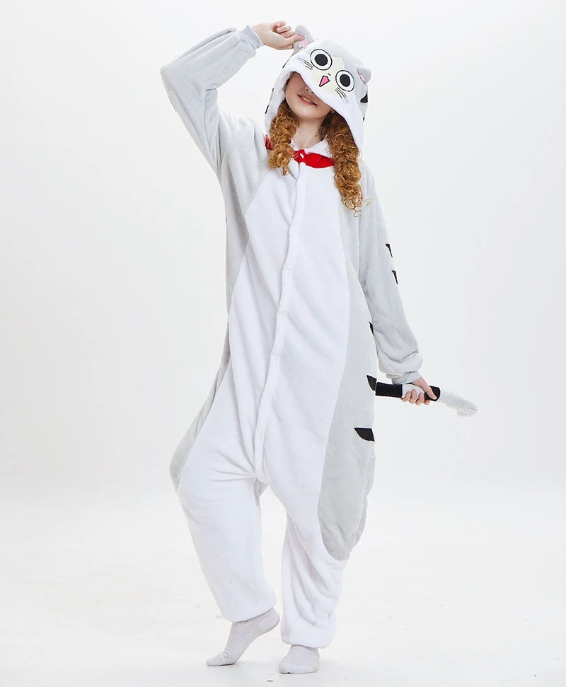 Kawaii Animal Panda Elephant Flannel Warm One Piece Pijamas Cartoon Cosplay Costume Onesie Sleepwear Jumpsuit Nightgown Homewear