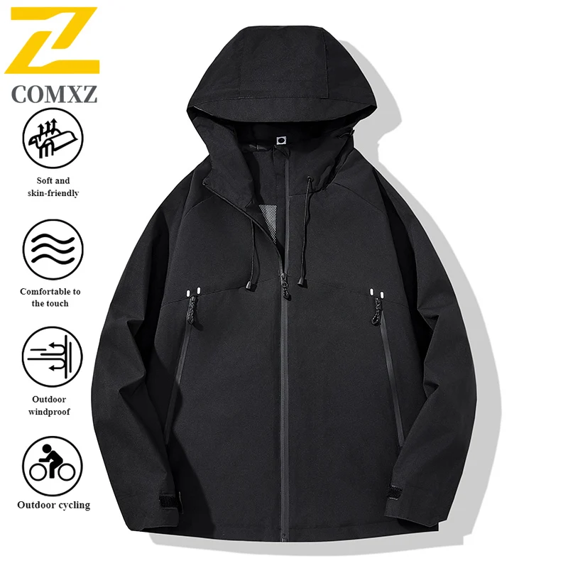 

EiAO Windbreaker Unisex American Style Loose Waterproof Windproof Hiking Jacket for Camping Fishing Spring Autumn Outdoor Coat