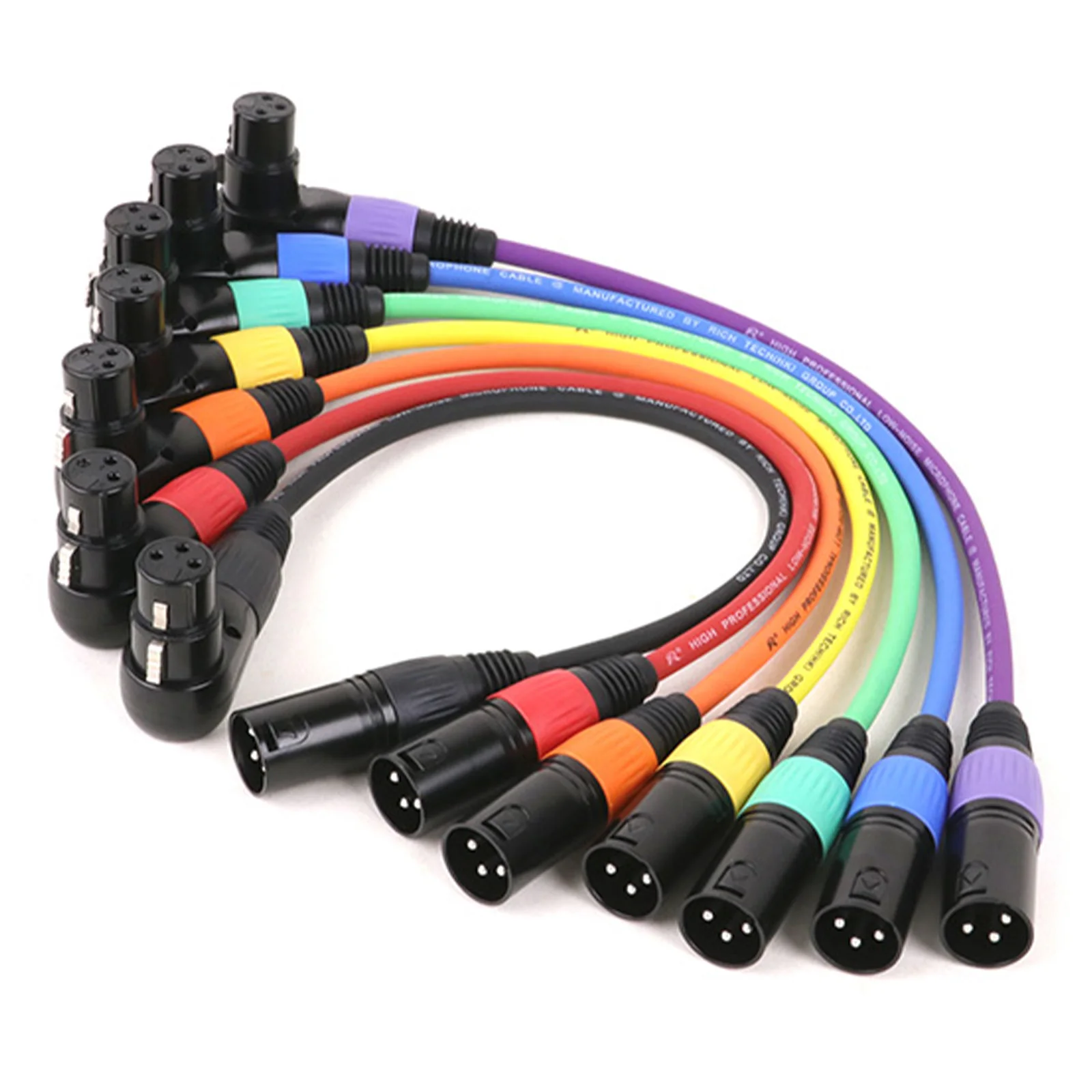 1PCS 3Pin Right Angle Female/Male XLR to XLR Patch Cables 3PIN XLR Male/Female Colorful Cable for Microphone Mixer 0.3M-25M