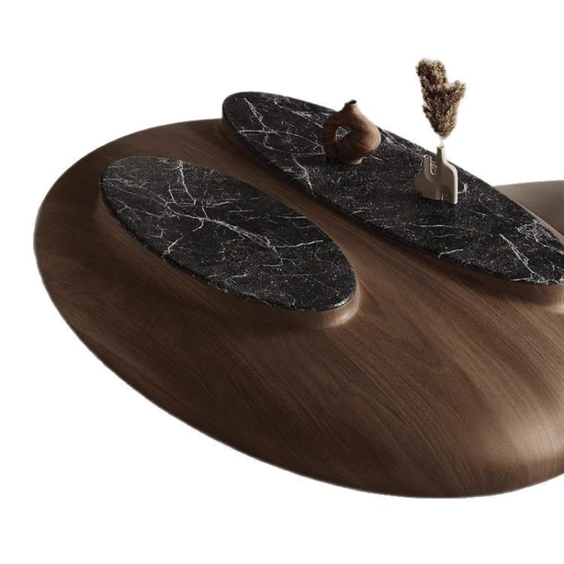 

2025 new North American black walnut leather living room cobblestone surprise quiet wind