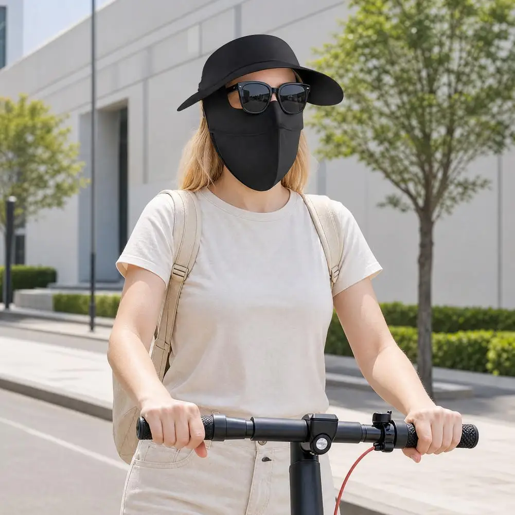 Uv Blocking Face Mask Sun Protection Mask for Women Full Face Wrapping Design Ice Silk Fabric Breathable Uv Shield Cycling