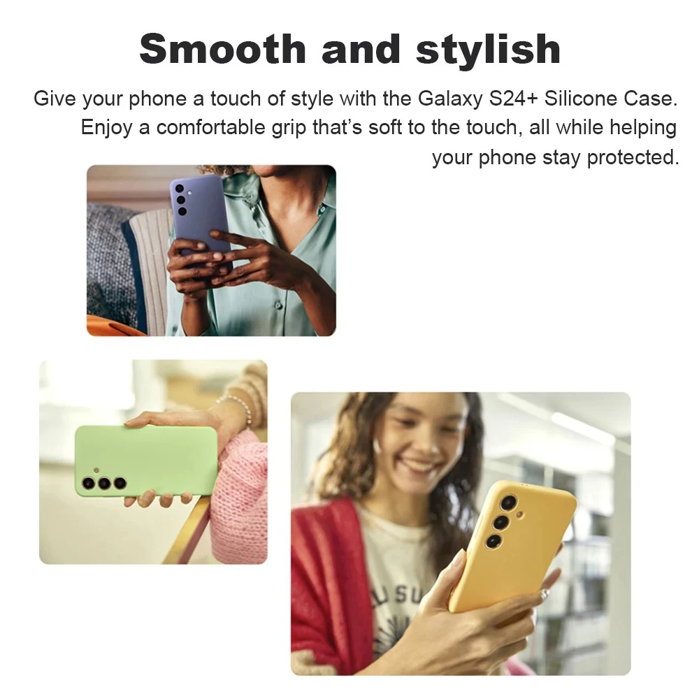 Samsung genuine Galaxy S24 Plus Silicone Case for Samsung Galaxy S24 S24Plus S24+ Soft Back Shockproof Cover Silicone Cover