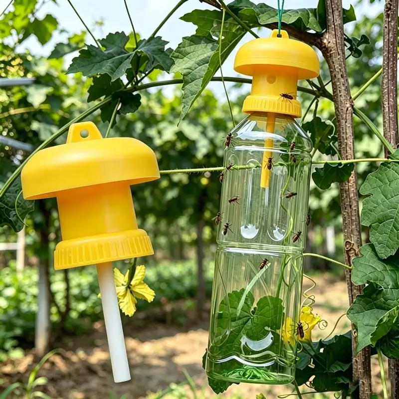 1/2PCS Fruit Killer Plastic Yellow Drosophila Trap Fly Catcher Pest Insect Control For Home Farm 6*6*2Cm