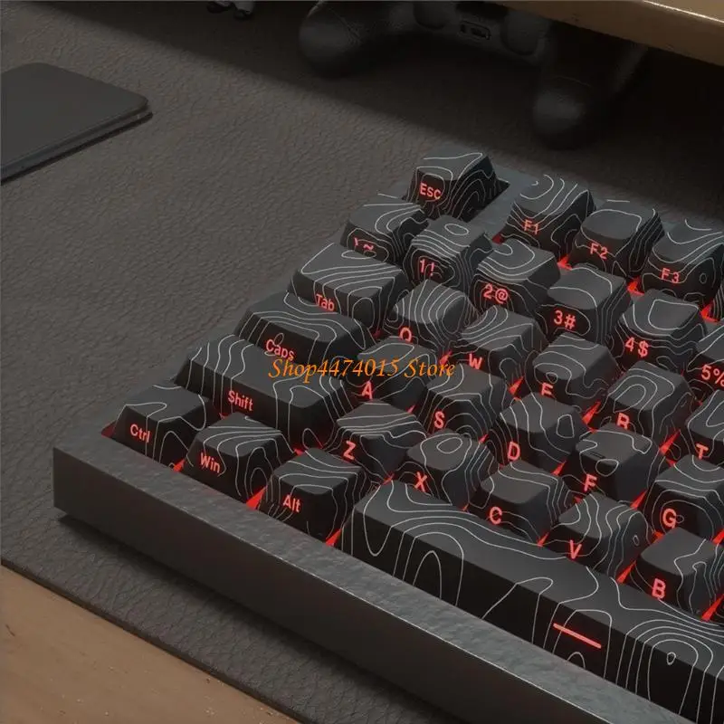 K1AA Элегантная боковая гравийная линия Line Olluminated Keycap Установите 136 шт. Для механической клавиатуры