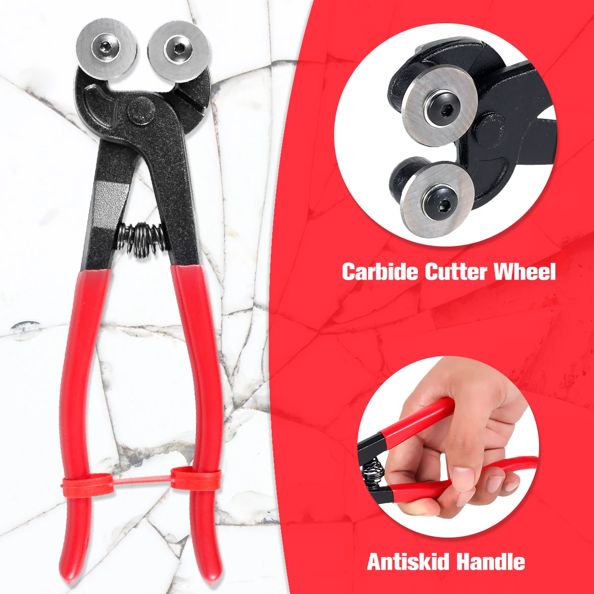 Glass Tile Nippers 8inch 200mm Heavy Duty Mosaic Nippers with Carbide Wheels Trimming Clamp Pliers Ceramics Cutting Tongs Tools