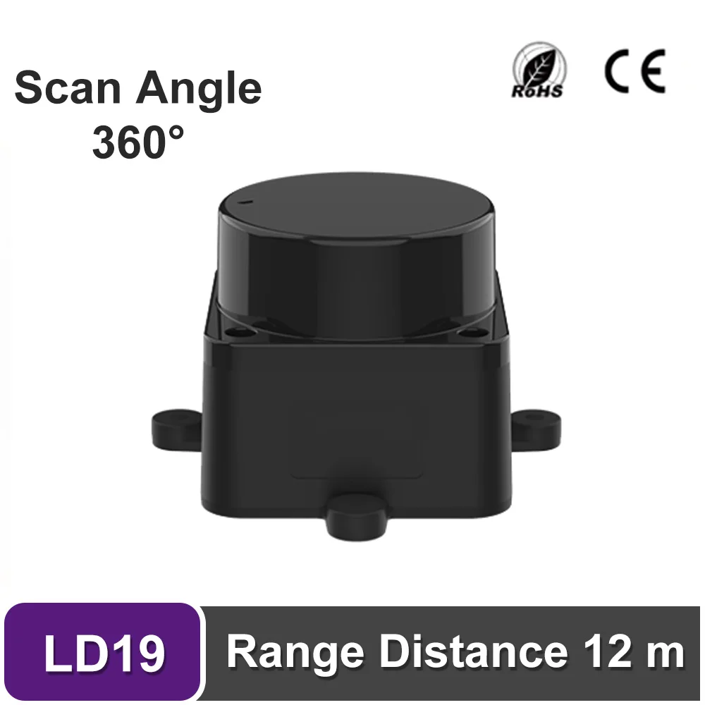 DTOF LiDAR LD19 laser Radar Lidar Scanner 360° Ranging frequency 4500Hz Resistance TOF Flight Time Ranging Lidar Sensor