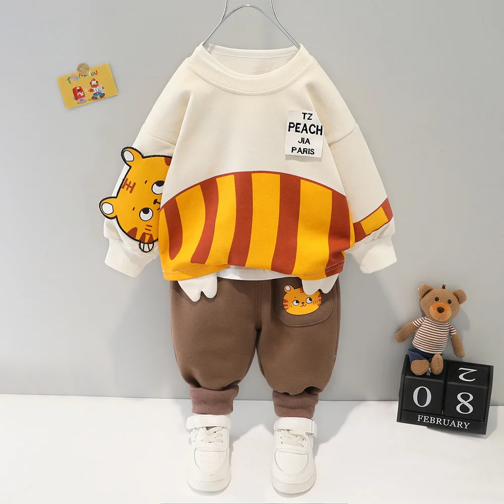 2024 children\'s Suit spring style new boys and girls\' leisure sports suit cartoon Kids Long Sleeve two-piece long sleeve 0-4 Y