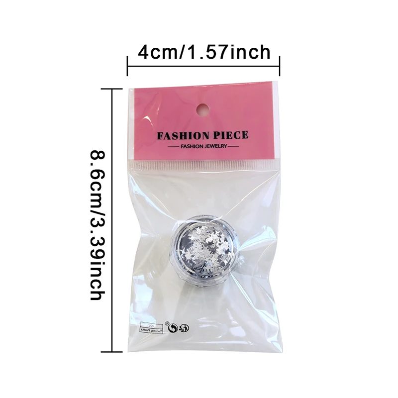Shiny Silver Sequins Nail Art Stickers 1 Jar Mix Shapes Starlight Love Star Slice Manicure Paillette Charms for DIY Beauty