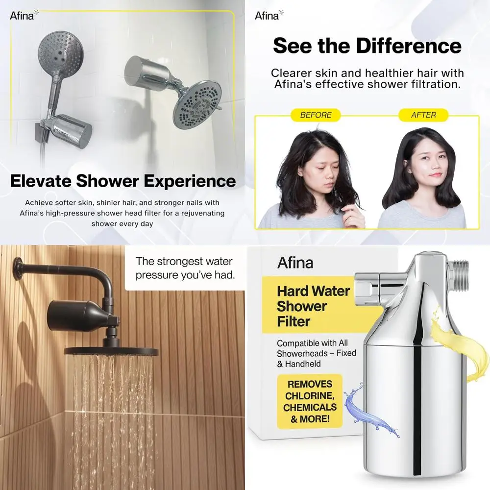 99% Chlorine, Harmful Substances & Heavy Metals Removal - Enhances Skin & Hair Health with Hard Water Shower Filter
