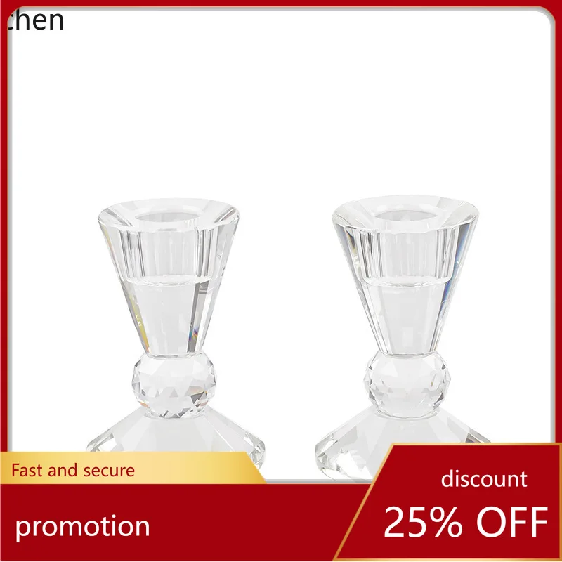 

ZML Simple Crystal Glass Candle Holder Wedding Romantic Props Table Decoration Exhibition Ornament