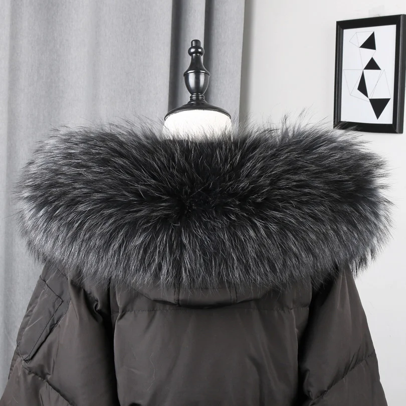 Natural Real Raccoon Fur Collar Winter Warm Women\'s Coat Hat Strips Fur Collar Girls Fashion Neck Warmer Fur Scarvrd Warps