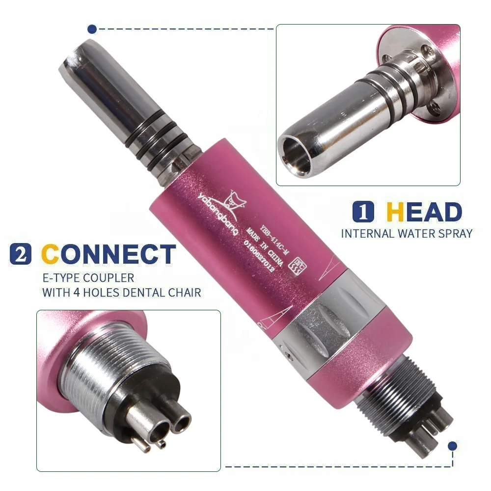 Hot Sale! Dental 1:1 Inner Water Spray Air Motor Low Speed E-type Handpiece 4 Hole Pink For N-S-K YH4