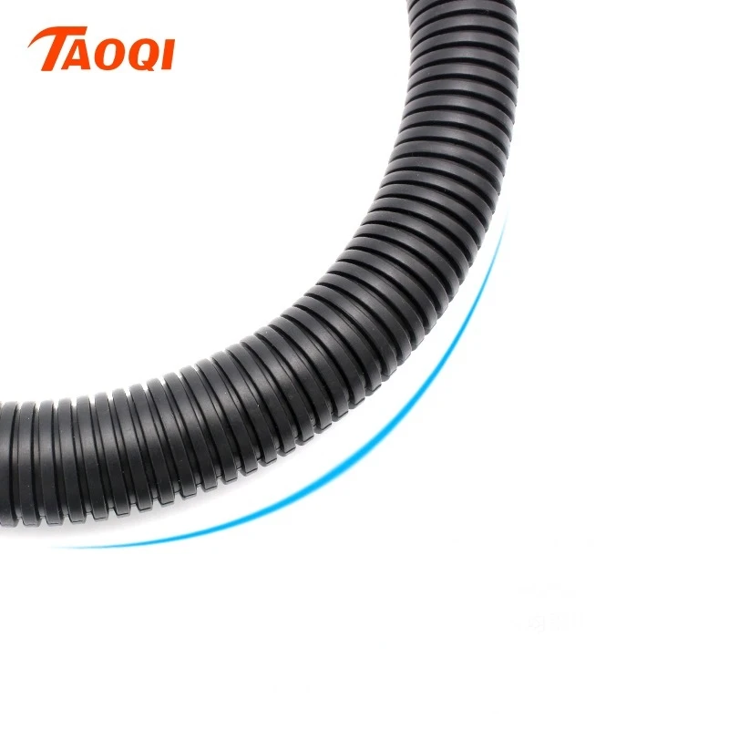 1/5M 7.5-34.5mm Black PP Insulated Corrugated Pipe Wire Hose Plastic Corrugated Pipe Car Cable Heat Resistant Protective Sleeve