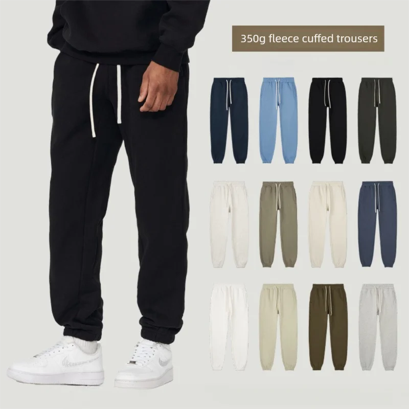 

WESTSHAN, размер ЕС, США, 350 г, тяжелые спортивные штаны с флисовой линией и манжетами для мужчин, свободные повседневные осенне-зимние модные брендовые брюки для бега