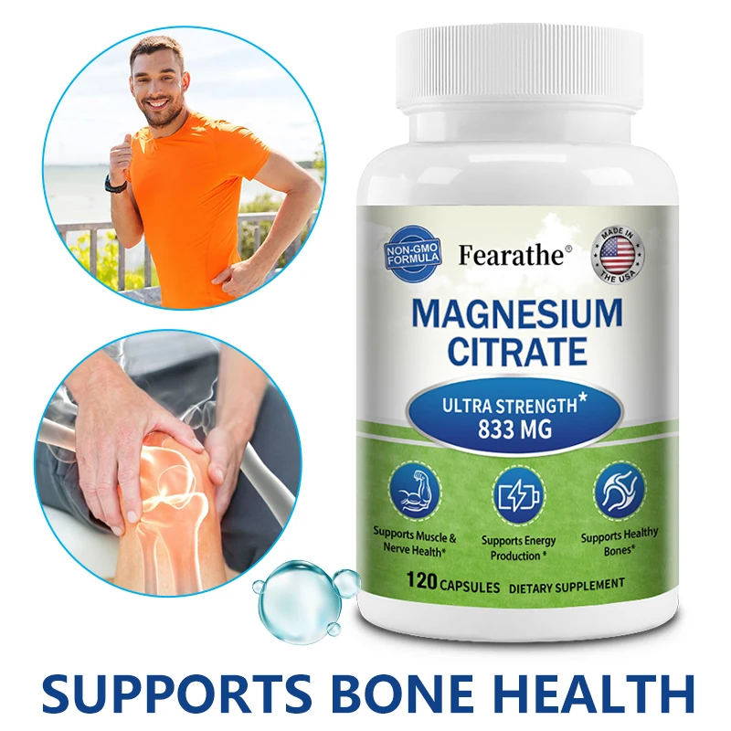 

Капсулы с цитратом магния для веганов, поддержка мышц и костей, улучшение метаболизма и здоровья сердца, без глютена, без ГМО