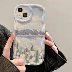 Cloudy flowers Phone Case For iPhone 14 Pro Max 15 11 12 13 Mini XR 6s 6 8 7 Plus X XS SE 2020 2022 Soft Silicone Cover
