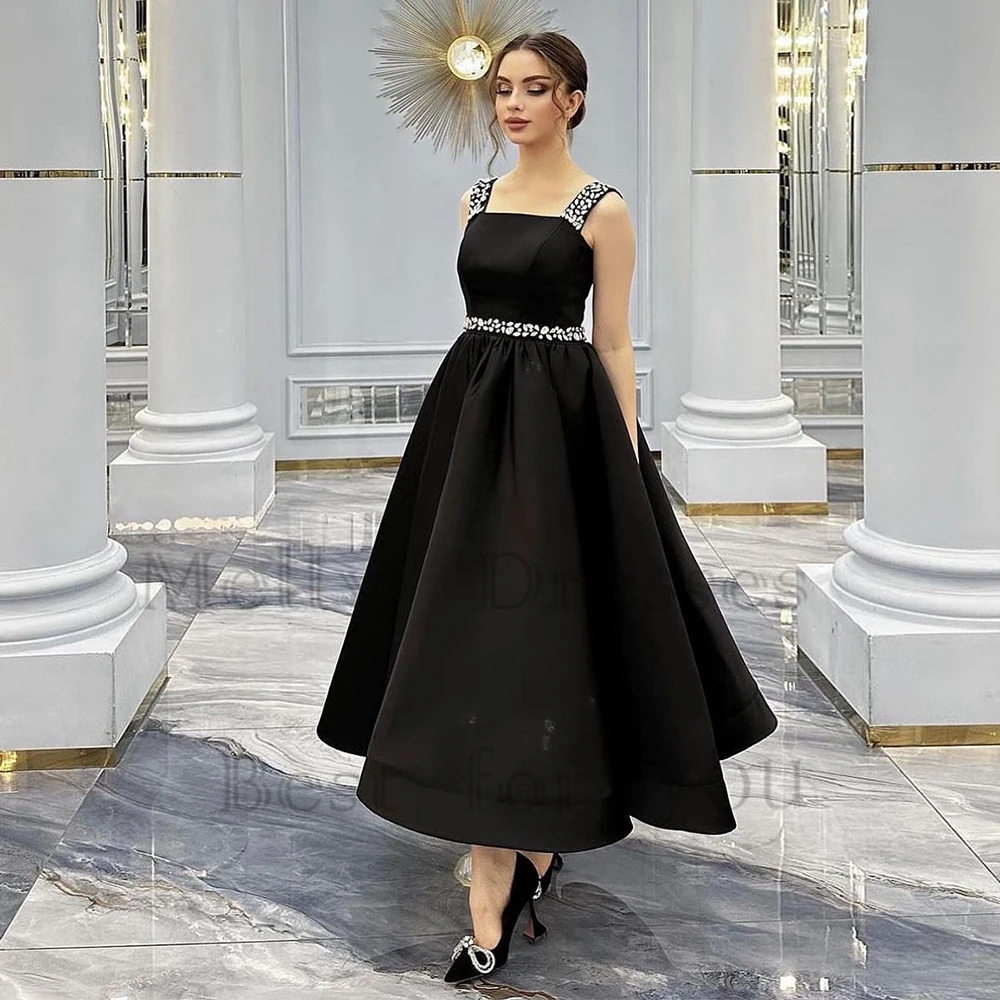 

Modern Square Collar A Line Muslin Evening Dresses for Women 2024 Summer New Sleeveless Prom Gowns with Beading Robe De Soirée ’