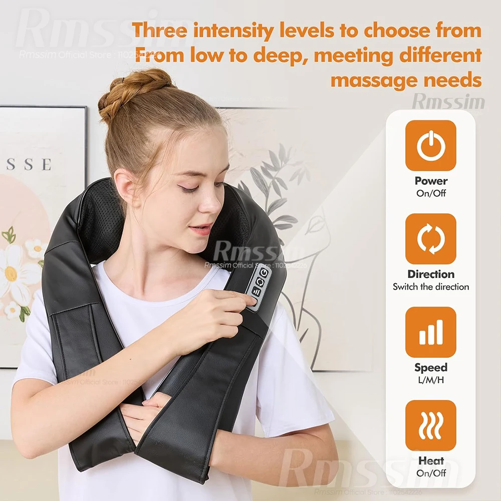 Electric Neck and Shoulder Massager with Heat, Deep Tissue 3D Kneading Pillow Shiatsu Back Massager for Muscle Pain Relief - view 4