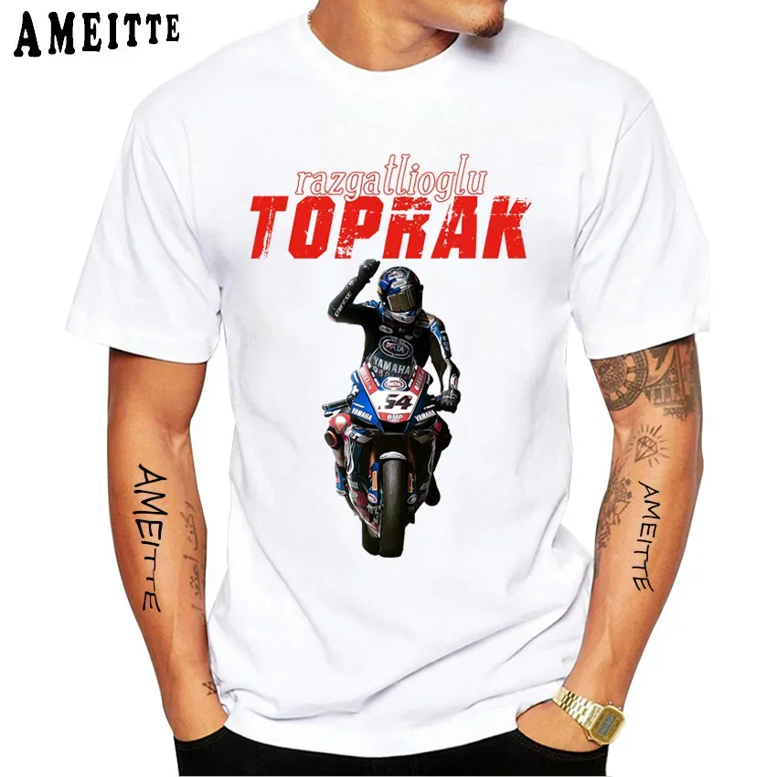 Toprak Razgatlioglu Number 54 GP Racing T-Shirt New Men Short Sleeve Boy Adventure Sport Casual White Tops Motorcycle Rider Tees