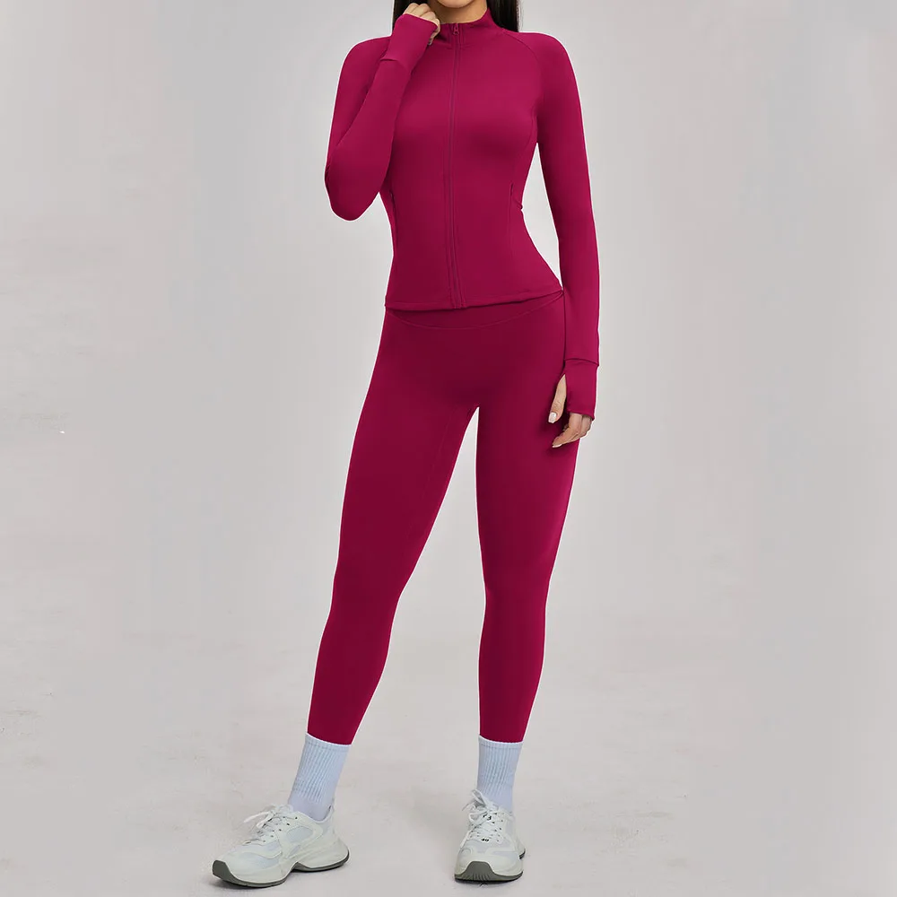 

Женский спортивный костюм из 2 предметов: топ с длинным рукавом и леггинсы с высокой талией для йоги, велоспорта, бега и фитнеса