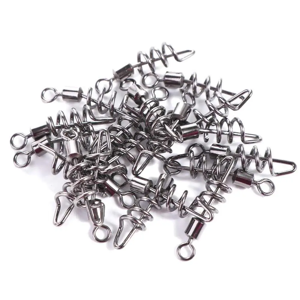 

20PCS 2#-10# Fishing Rolling Swivel Stainless Steel with Screwed Snap 8-Shape Connect Ring Flexible Rotation Quick Buckle