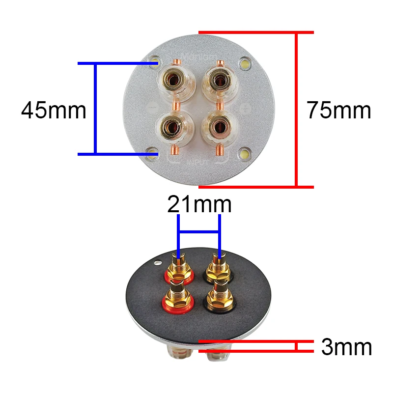GHXAMP 75mm Round All-copper Terminal Box Speaker Junction Box DIY Accessories 1PC