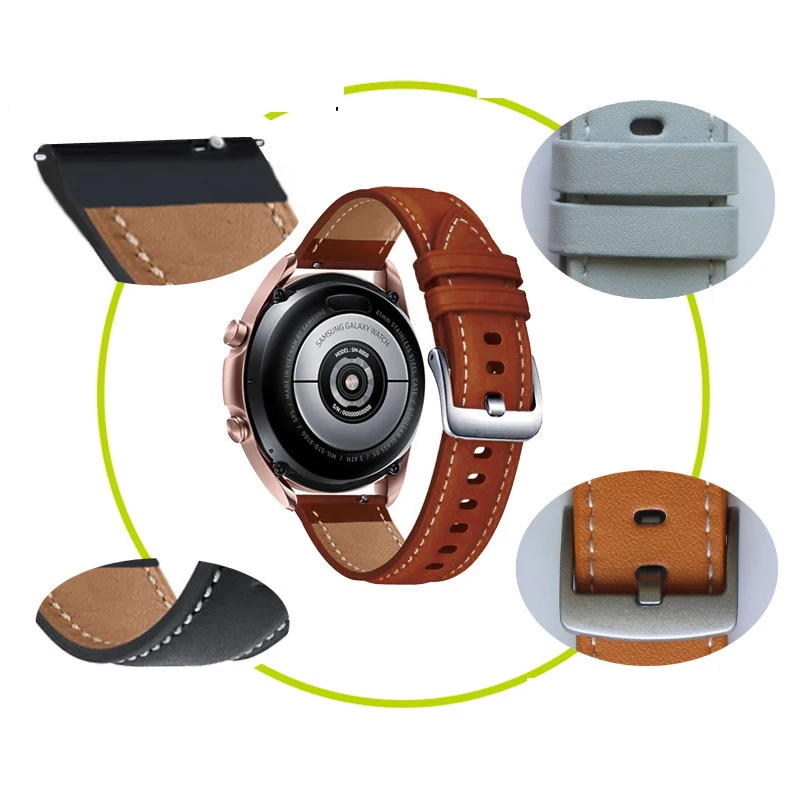 For Samsung Galaxy Watch 3 41mm 45mm Strap 22mm 20mm Genuine Leather Watchband For Huawei Watch GT 2 Pro For Amazfit GTR 2/2E image 4
