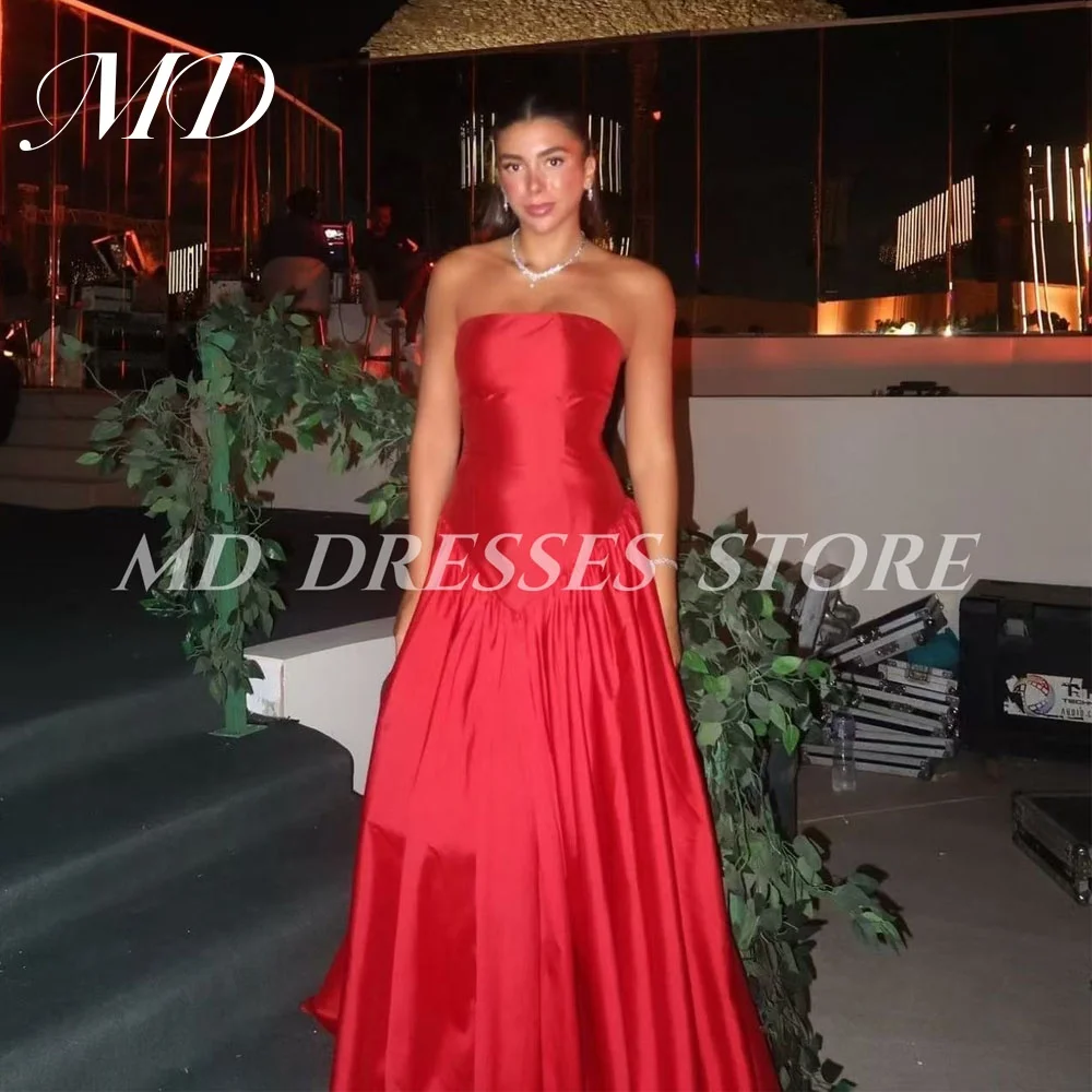 

MD Modern Red A-line Evening Gown For Women Sleeveless Draped Special occasion vestidos de fiesta customised Prom Gown 2025