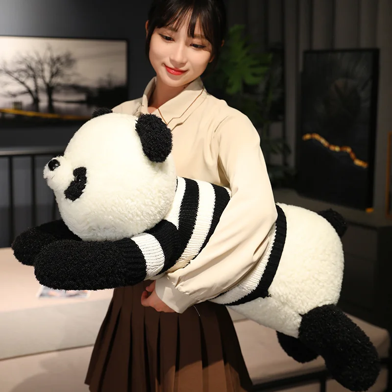 90 cm Kawaii Streak Panda Peluche Farcito Foresta Animale Morbido Orso Bambole Giocattoli Animali Cuscino Compleanno Ragazzi Ragazze Regali