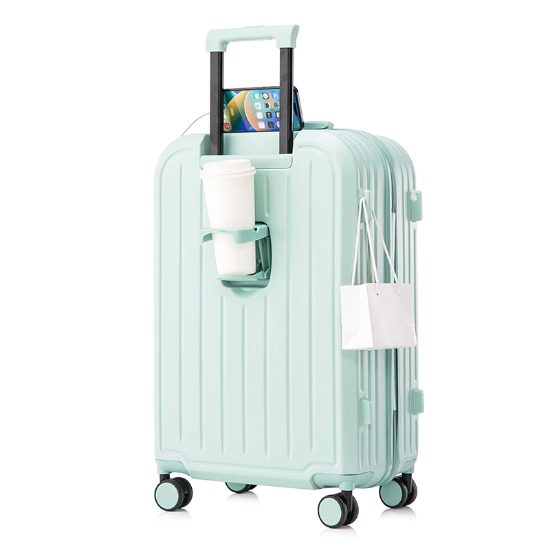 

26 Inch Abs Pc Multi Functional Usb Charge Abs Pc Travel Trolley Case Suitcase Luggage With Cup Holder