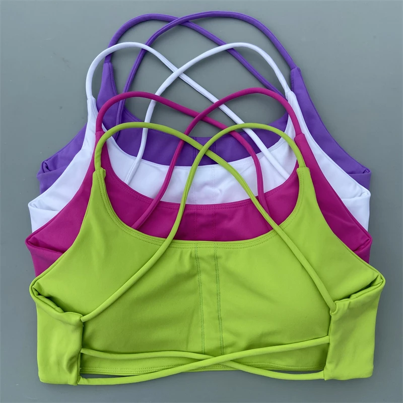 

Cross Straps Sports Bra Women Gym High Support Fitness Bralette Yoga Workout Crop Top Vest Push Up Running Tight Soft Underwear
