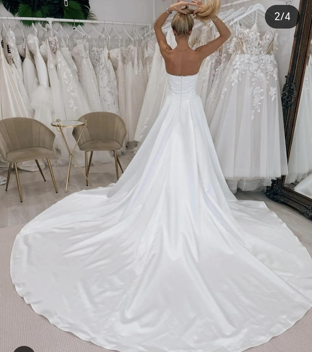 2025 ชุดแต่งงาน Sweethearts Sparkly Squins กระโปรงที่ถอดออกได้ซาตินนุ่ม Court Train ชุดเจ้าสาวที่สวยงาม Robe De Maries