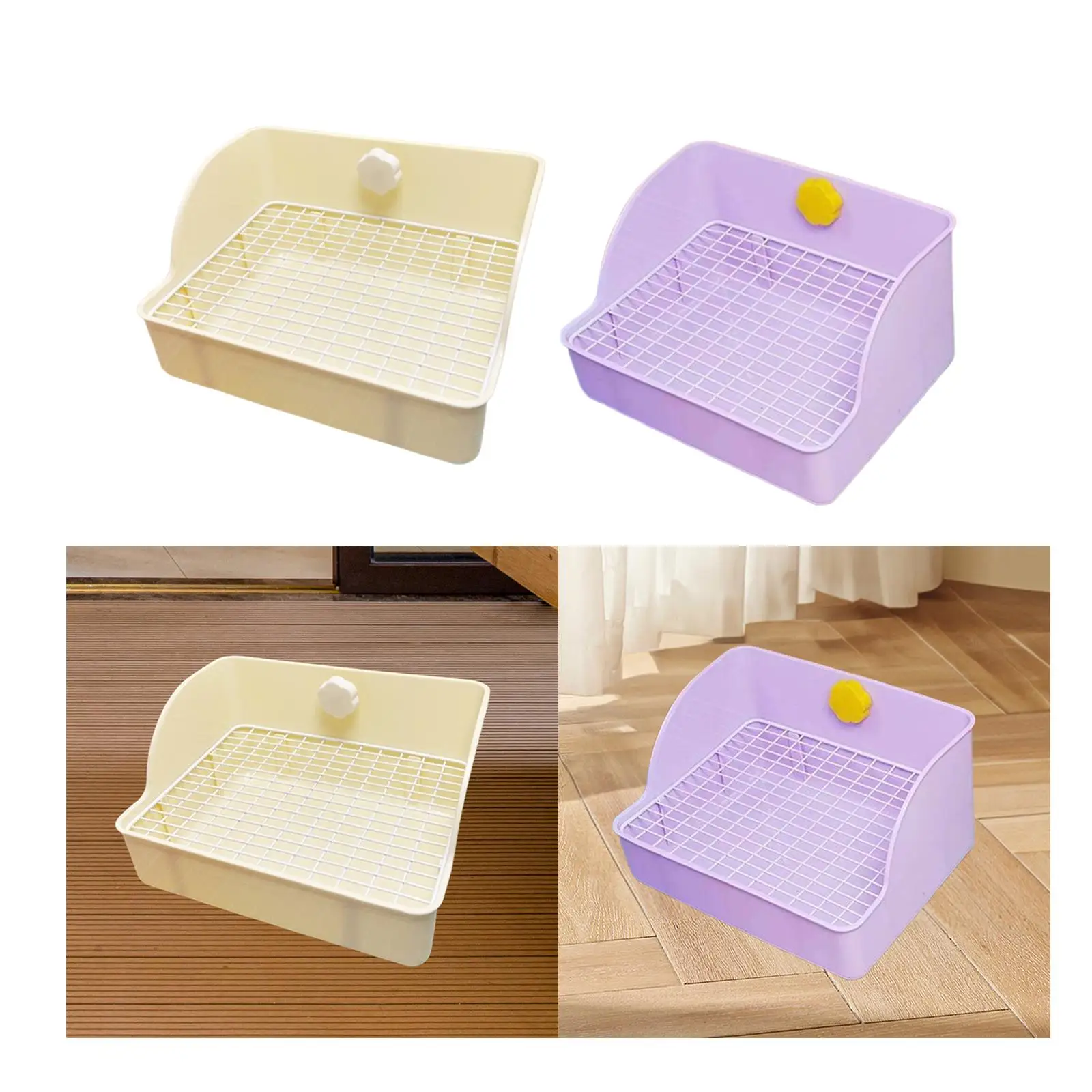 Bunny Litter Pan Anti Splashing Pee Pan Tray Corner Toilet Box Potty Trainer for Hamster Small Animals Guinea Pigs Rats Ferrets