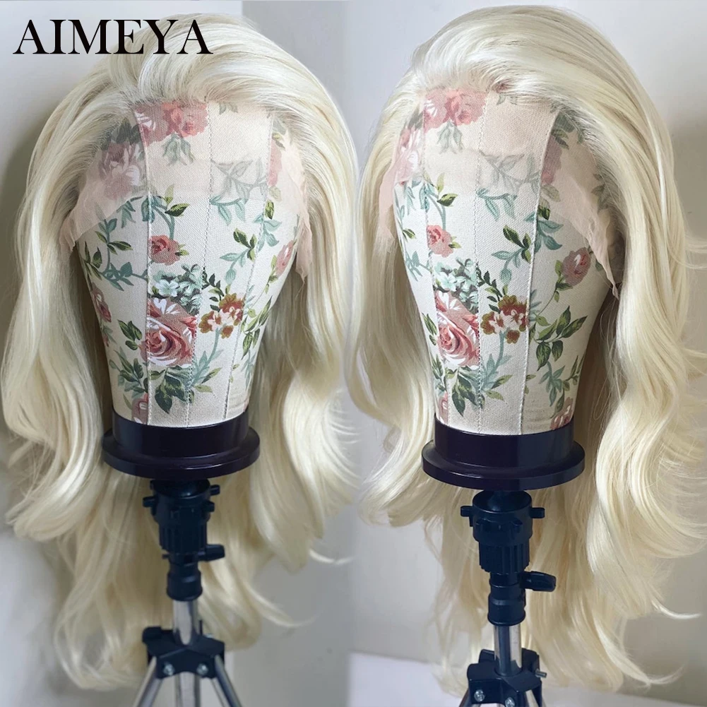 AIMEYA 26inches Blonded Synthetic Lace Front Wig Lace Wigs For Women Heat Resistant Fiber Naturakl Wave Wigs Natural Hairline