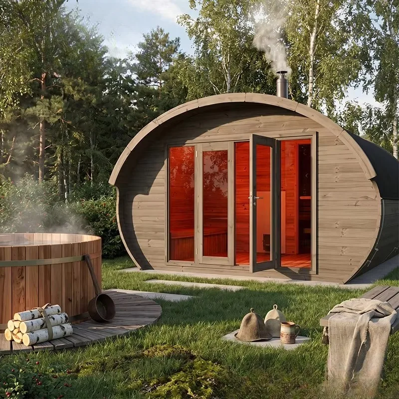 Contractor 160cm Panoramic Outdoor Sauna Capsule 360 View Smart App 185F Heat ETL CE FSC Modular Prefabricated System