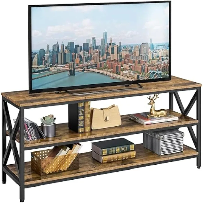 

Industrial TV Stand for up to 65 inch, 55" TV Cabinet with 3 Tier Storage Shelves for Living Room, Entertainment Center