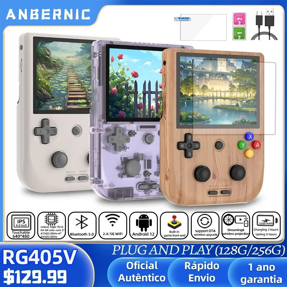 BOYHOM RG405V Handheld Game Console 4’’ IPS Touch Screen Android 12 Unisoc Tiger T618 64-bit Game Player 5500mAh OTA Update