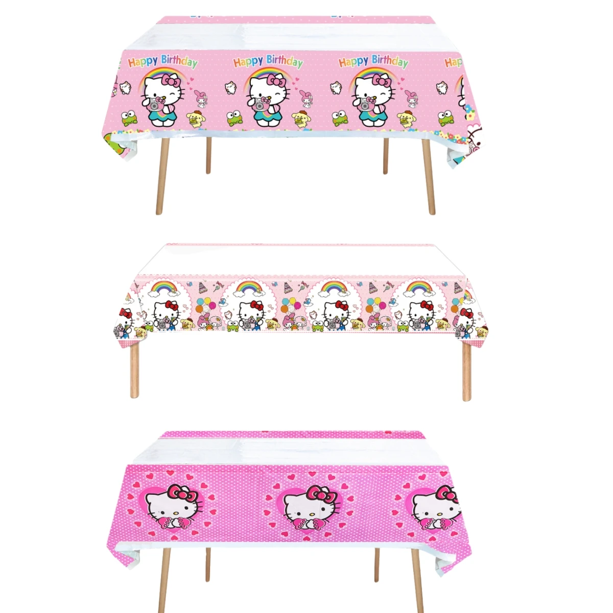 

Hello Kitty Tablecloth Happy Birthday Decorations Cartoon Kawaii Table Cloth Kuromii Cat Baby Shower Girls Favors Party Supplies