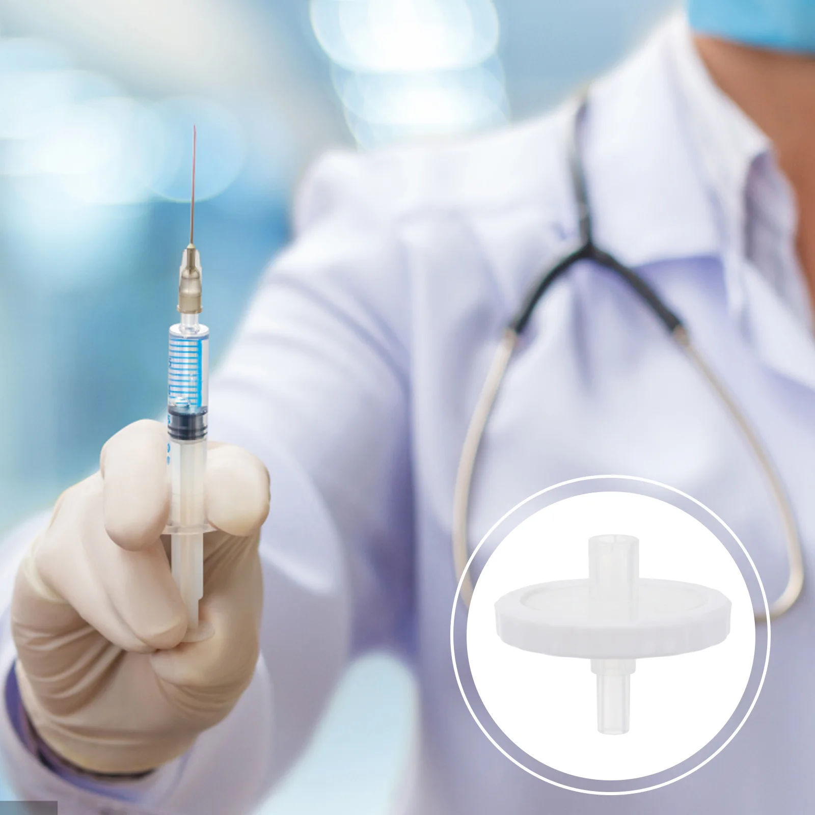 

100Pcs Syringe Filter Premium PP Membrane Filtration Device High Dirt Adsorption Capacity for Semiconductor Chemical