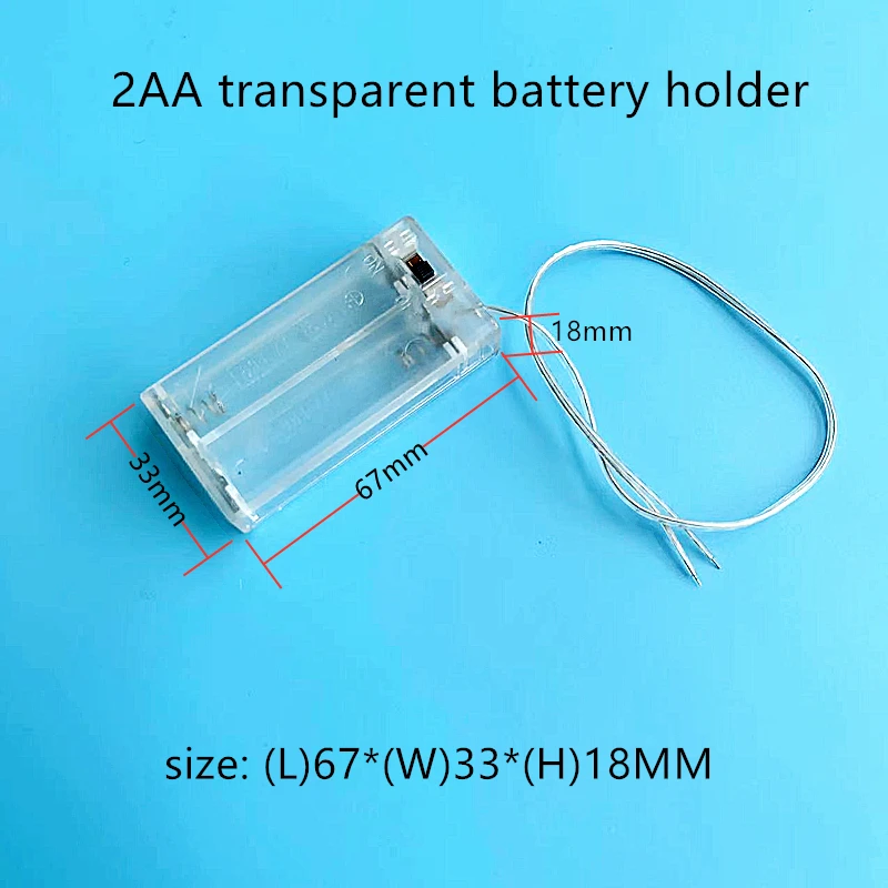 2、3、4x AA 3V 4.5V  Battery Holder AA Battery Box With Switch New AA Battery Case With Line Transparent with Lead Transparent Box