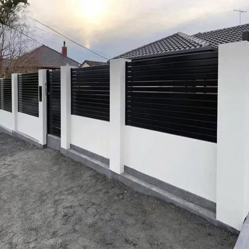 Modern Aluminum Alloy Slat Fence Panels Outdoor Privacy Horizontal Screen High Quality Waterproof Durable Eco-Friendly Safety