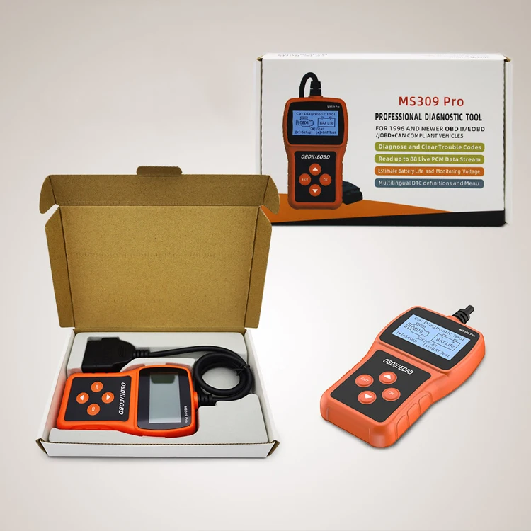 MS309PRO OBDII Diagnostic Tool Detecção de bateria Código do carro Detector de carro Detector de falhas do carro