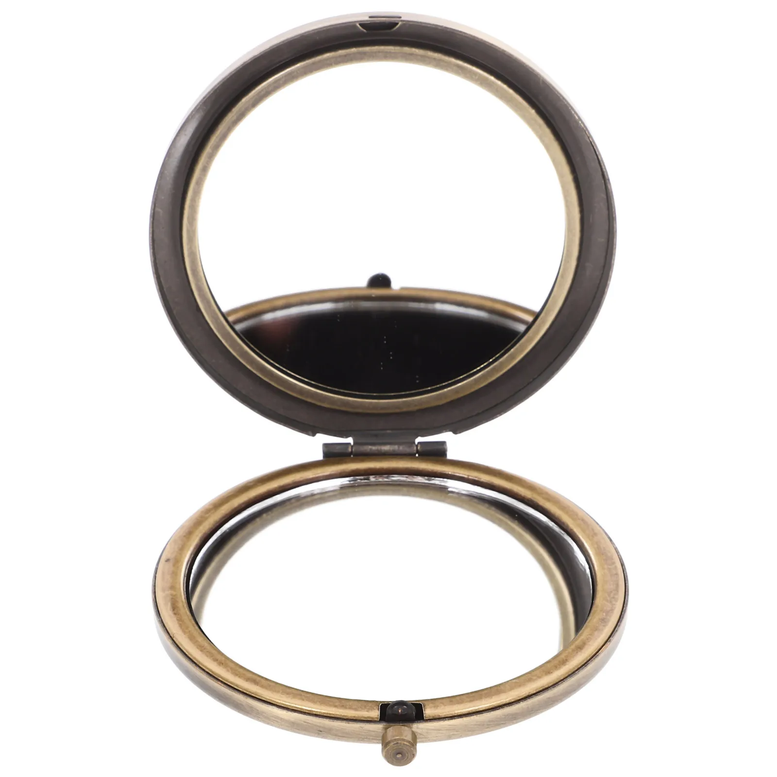 Retro Zinc Alloy Rhinestone Makeup Mirror Compact Portable Hand Mirror High Definition Travel Accessory for Women Girls